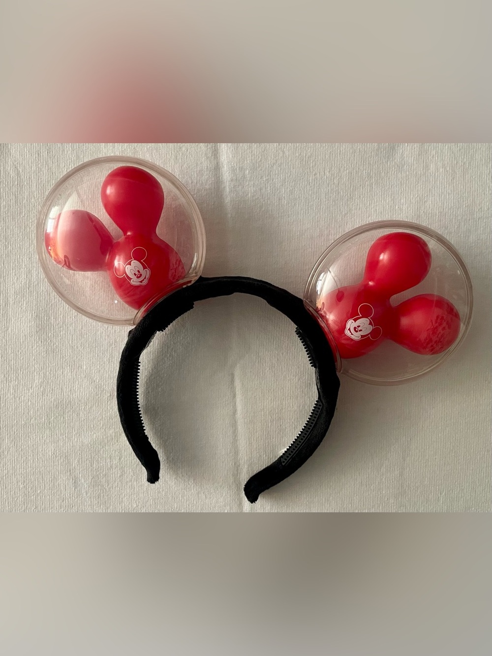 Mickey Ear Headband with Light Up Red Mickey Bubble Balloon Ears